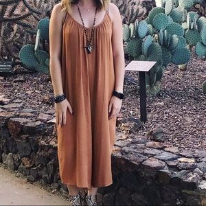 Tan Flowy Jumpsuit